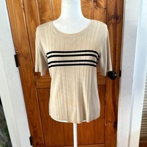 Vintage Casual Corner Annex striped, ribbed stretch shirt sleeve sweater size L